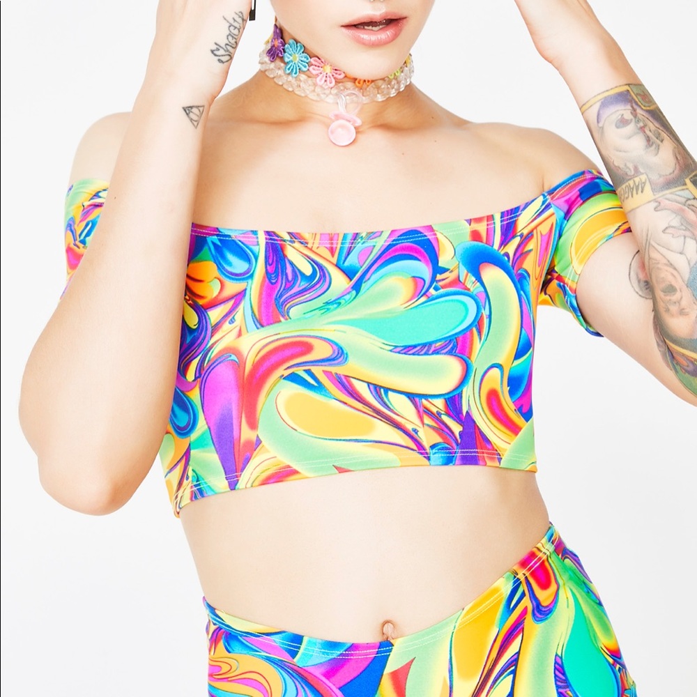 Rheabfunky Groovy Swirls Bardot Top